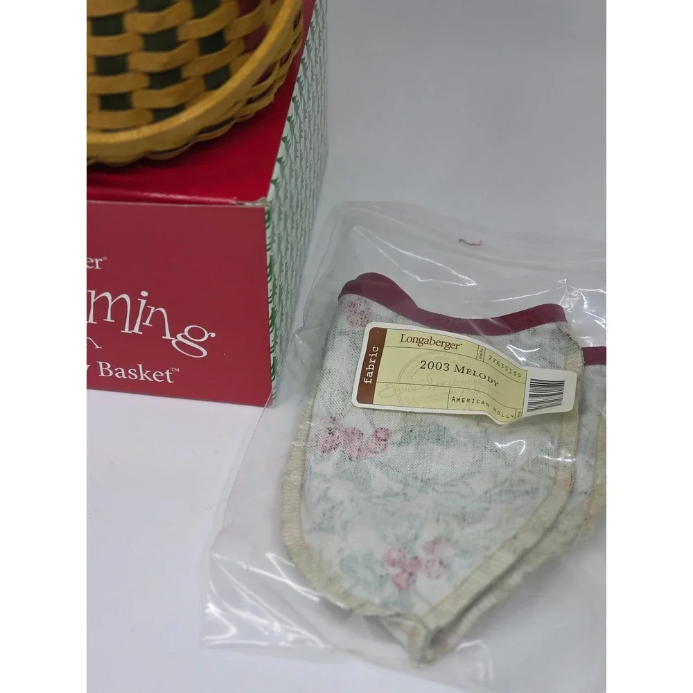 VTG Longaberger Melody Basket‎ Red Green 2003 Tree Trimming Holiday Small Set